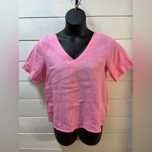 RICH & ROYAL – Pink Linen Top (Estimated M)